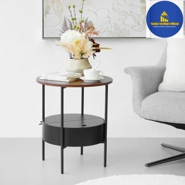 BEST QUALITY Meja Bulat/Meja Coffee Kecil Premium Multifungsi Tinggi 55cm_Hitam