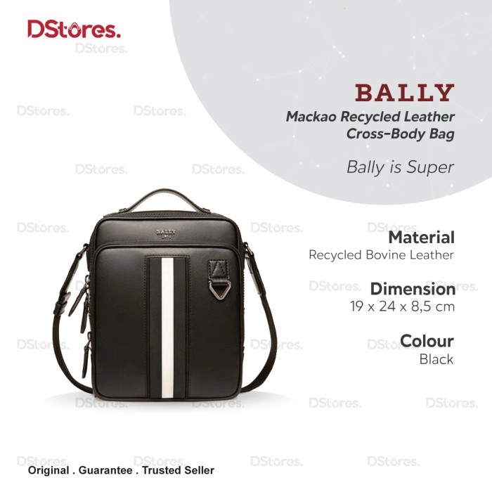 Bally Tas Selempang Mackao Recycled Leather Cross-Body Bag - Black
