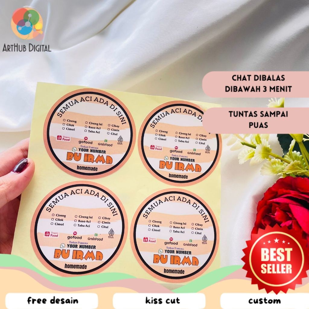 

AHD 2-4 Cetak Stiker Label Kemasan Cireng Cilok Cibay Sticker Bulat Free Desain Custom Brand
