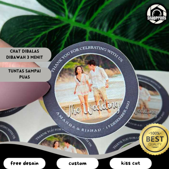 

SP 9-15 Print Sticker Wedding Souvenir Stiker Bulat Chromo Custom Ucapan Nikah Free Desain