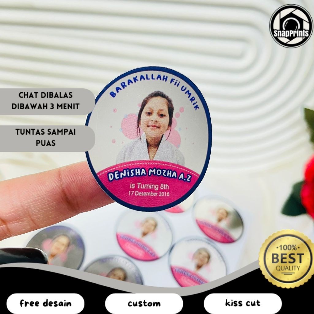 

SP Sticker Undangan Ulang Tahun Anak Label Stiker Happy Birthday Bahan Gold/Silver Anti Air