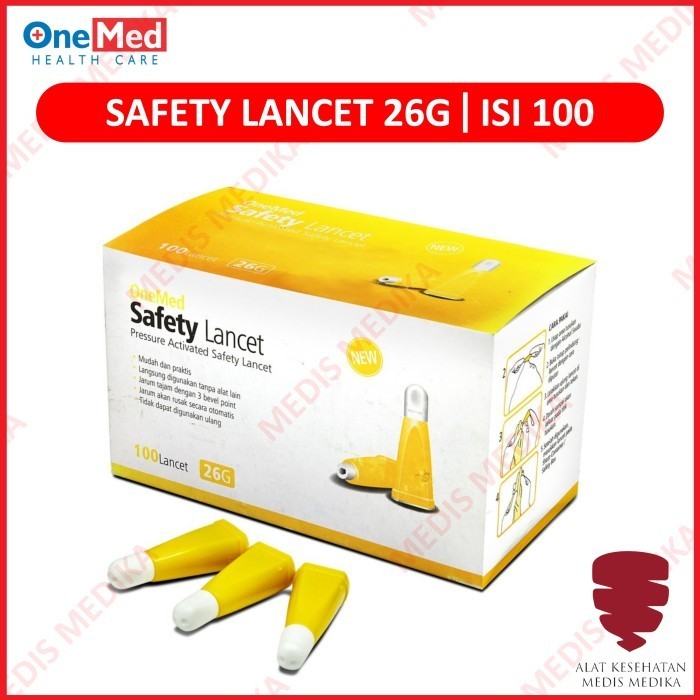 Safety Lancet Lancets 26G Jarum Tusuk Alat Bekam Terapi 26 G Onemed Medis