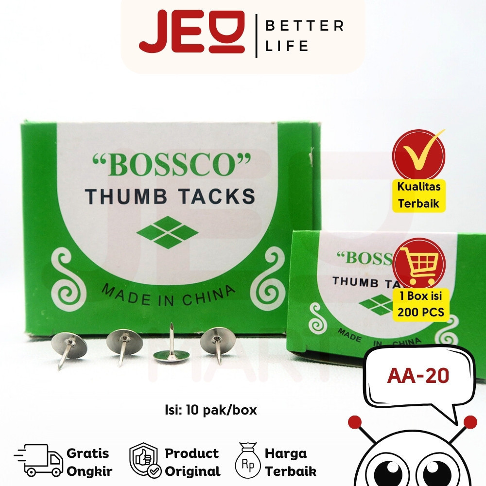 

1 Box isi 10 pak Thumb Tacks / Pines / Paku Payung Bossco A-19~50