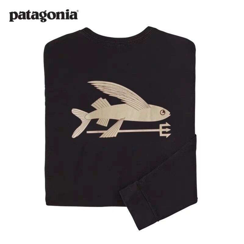[COD] Patagonia Patagonian Flying Fish Harpoon Printed Unisex Sports and Leisure Long Sleeve Base T-