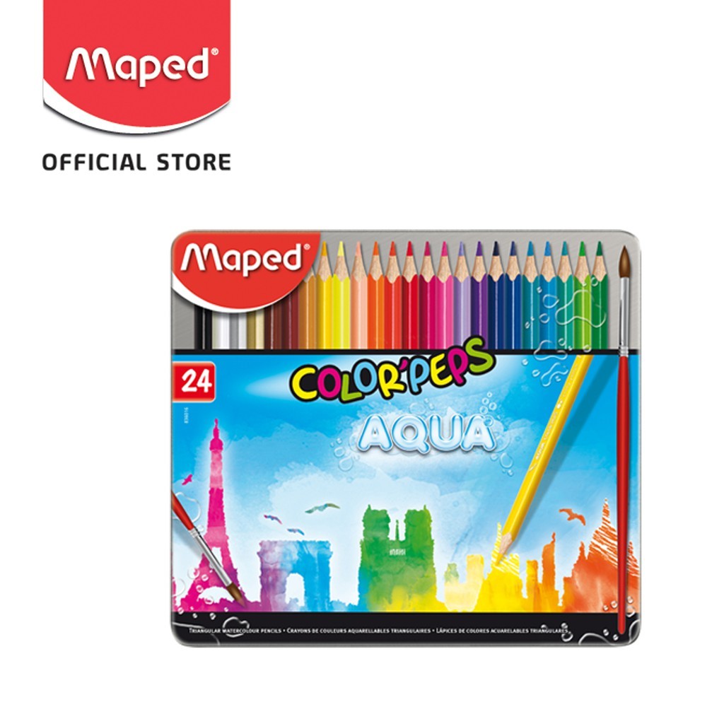

Gramedia Surabaya - Maped Pensil Warna 836016 Water Color Pencil 24' - Metal Box