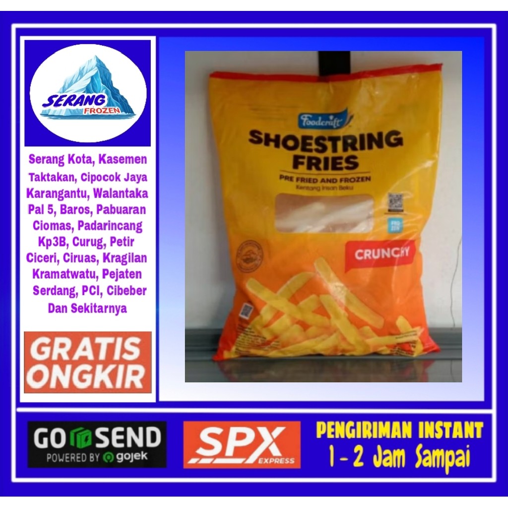 

Kentang Food Craft Shoestring 1Kg, Kentang Crunchy, Serang Frozen