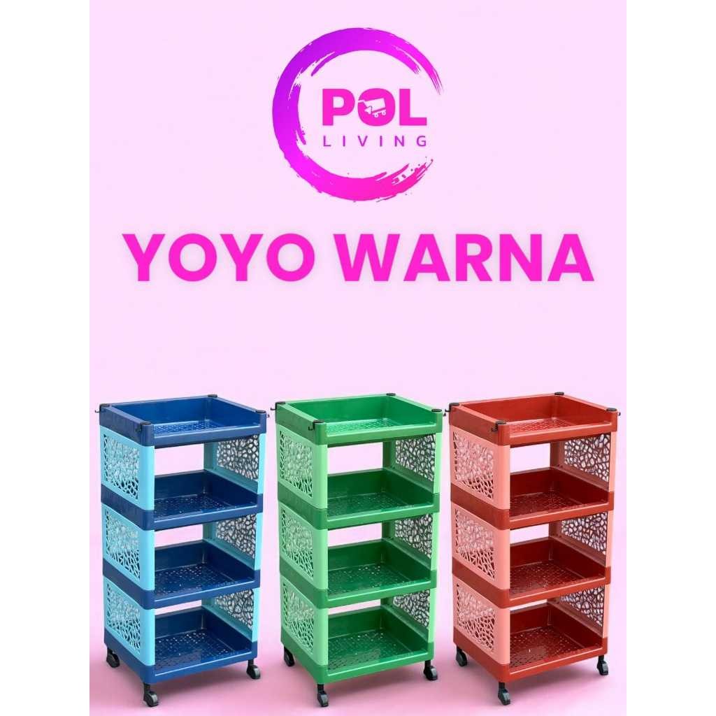 ARKAMANISHOP Rak yoyo 4susun ada rodanya warna POL PACKING DUS