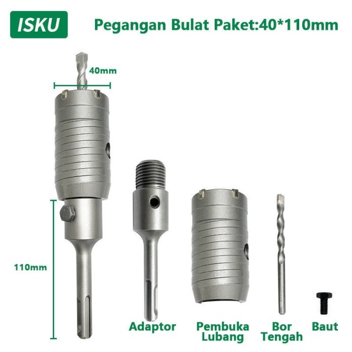 ISKU Hole Saw Hollow Core Saw 30-90MM Mata Bor Hole Saw Lubang Tembok Beton Pelubang Beton Tembok - 