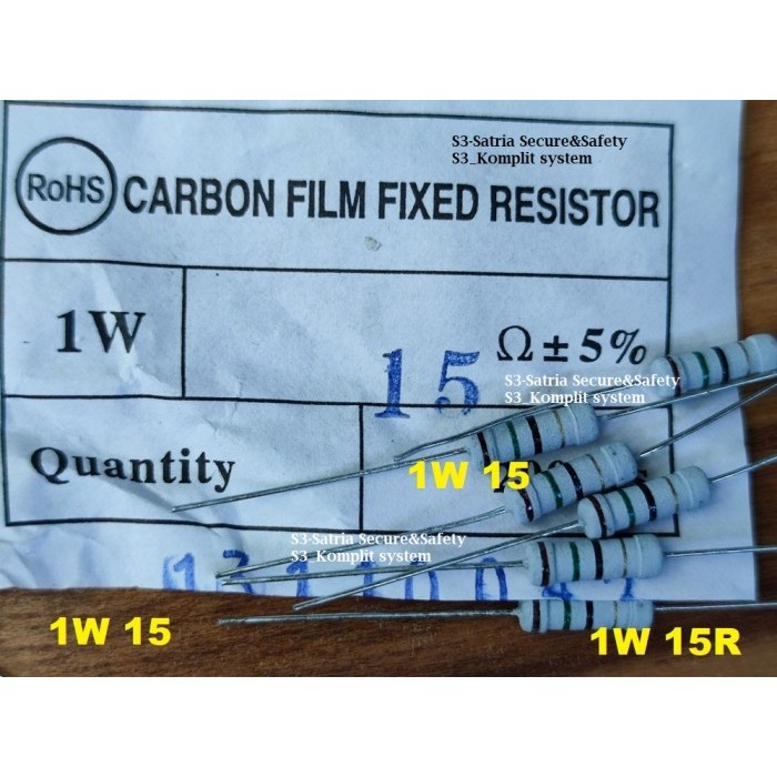 Resistor 1Watt 1w 15 15R OHM 15Rohm 15ohm 1wat 1W15R 1W15