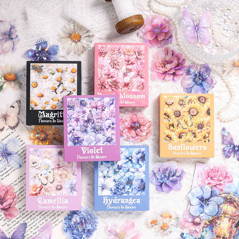 

Journamm 60pcs/pack PET Flowers Stickers Collage Scrapbooking Materials Decor Junk Journal Stationery Aesthetics