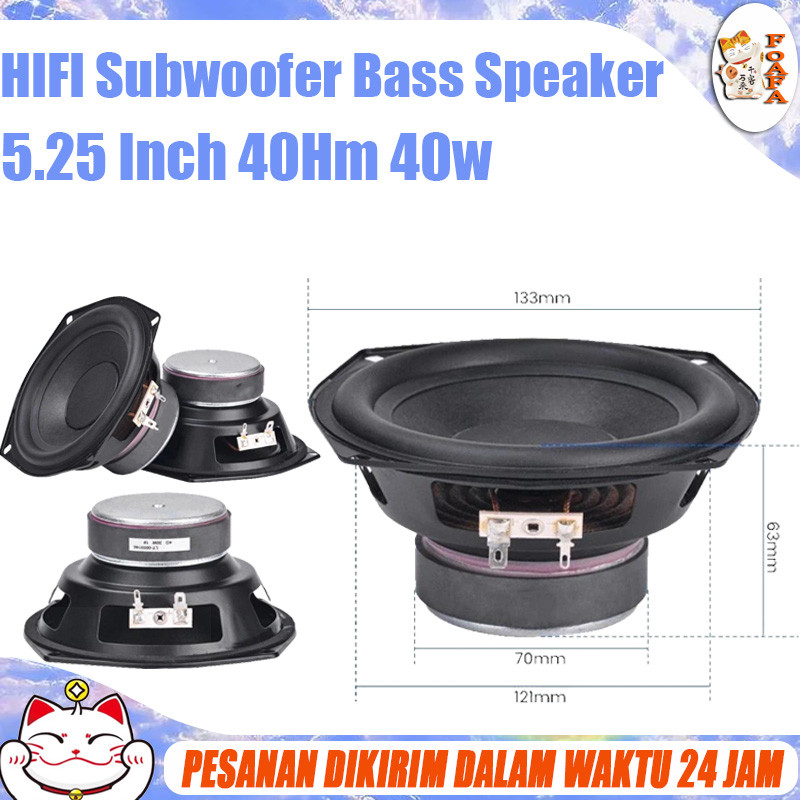 HiFi Subwoofer 5.25 INCH Speaker Bass Karet Besar 5.25 in WOOFER 40 WATTS 4 OHM BASS Speaker Aktif M