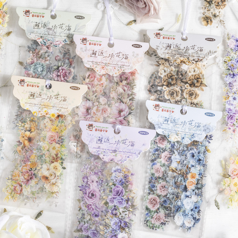 

Mr. Paper 6 styles 20pcs/pack PET stickers plant landscaping floral theme DIY handbook material decoration