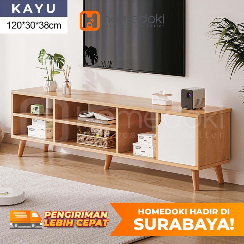 NEW!!! Homedoki Surabaya- Meja TV Kayu TV Serbaguna Minimalis Jumbo Meja TV Minimalis TV Meja TV Rak