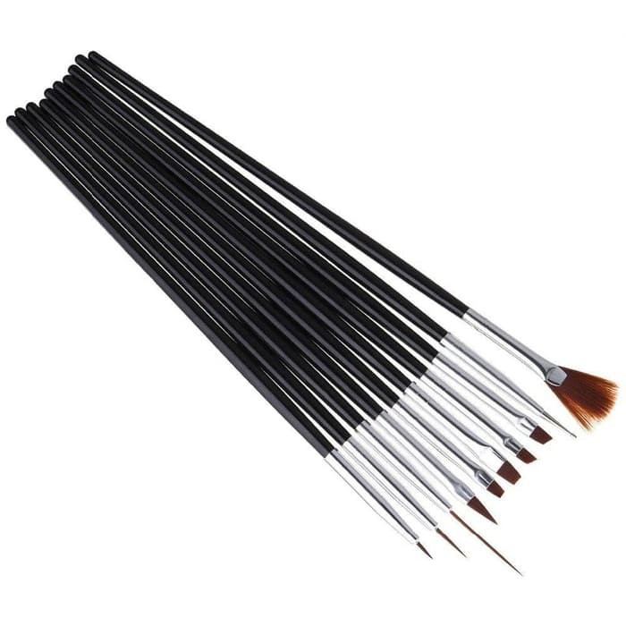 promo  -PAKET Set Kuas Seni Lukis 10 Jenis + Kuas Tipis Liner Brush 3 pcs