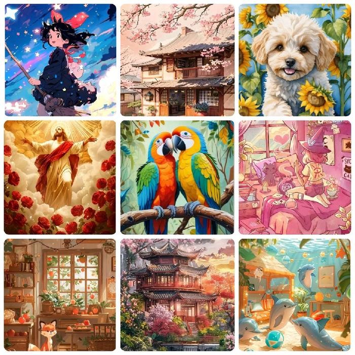

promo -Diamond Painting Set 5D full drill ROUND Kreatifitas ( 30cm x 40cm )keterampilan dan mainan anak - Ghibli Anime