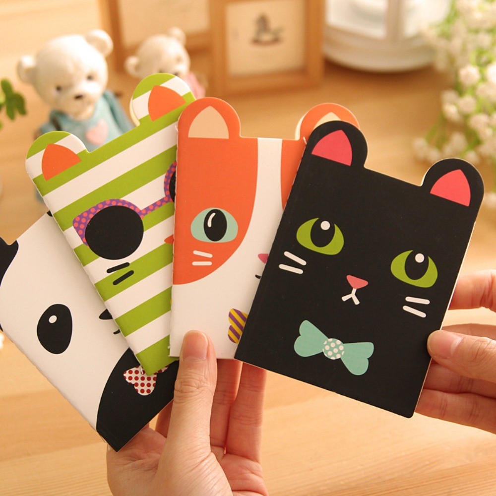 

Mini Cute Kawaii Journal Diary Notebook Lined Paper Notepad Kids Stationery School Office Supply Gift Black Cat Panda