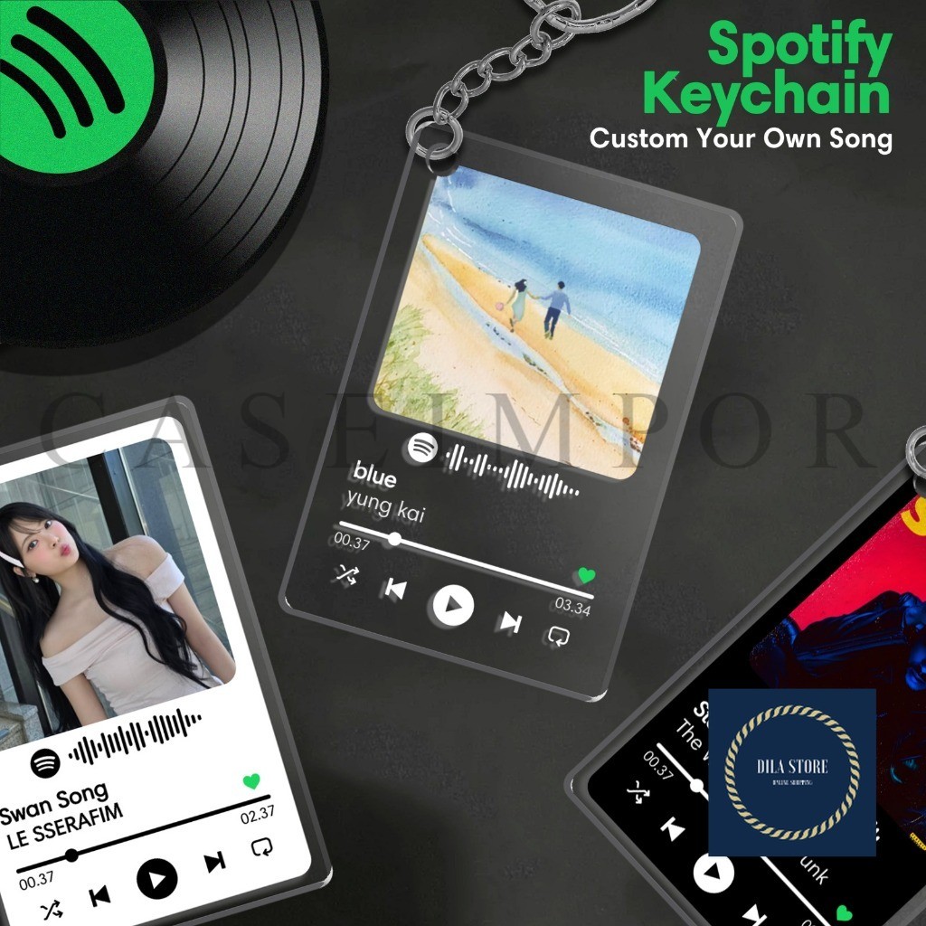 Gantungan Kunci Akrilik Spotify Custom | Ganci Custom Barcode Spotify | Keychain