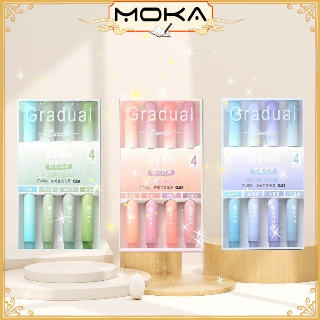 

MOKA 1 SET ISI 4 HIGHLIGHTER WARNA PASTEL TERANG / 1 SET STABILO HIGHLIGHTER WARNA PASTEL MKP22