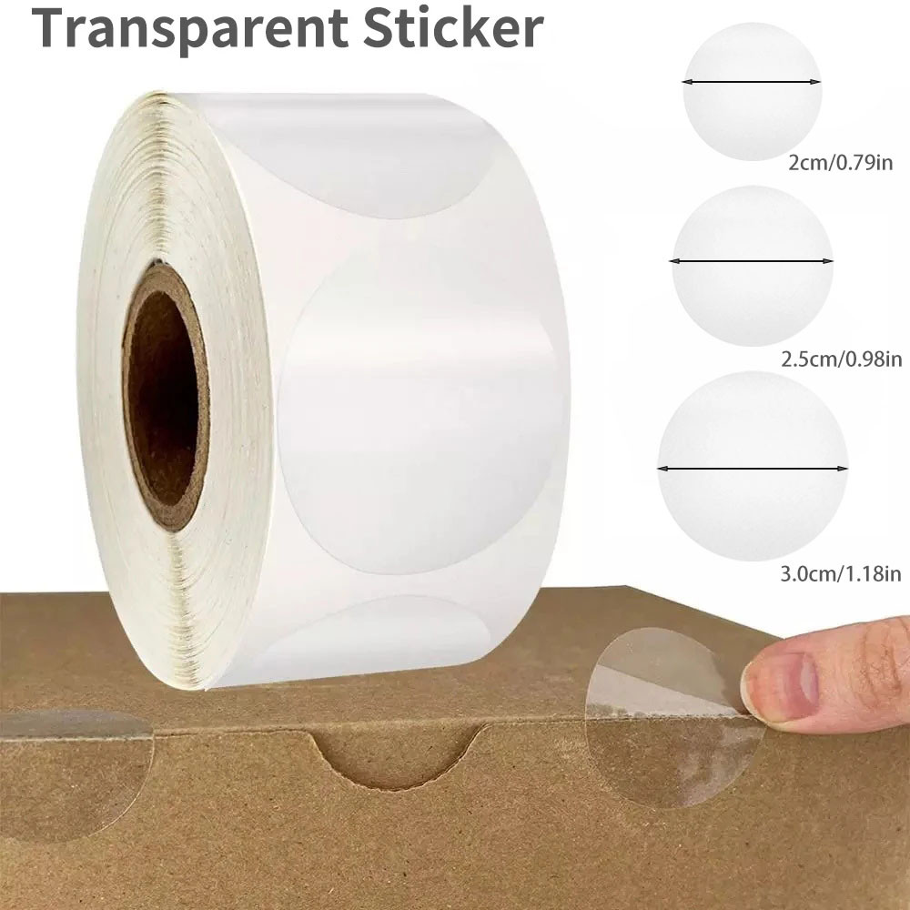 

500pcs Crystal Clear Transparent 2"/2.5"/3.0" Round PVC Stickers, Envelope TabSealer And Retail Package Clear Seal Labels