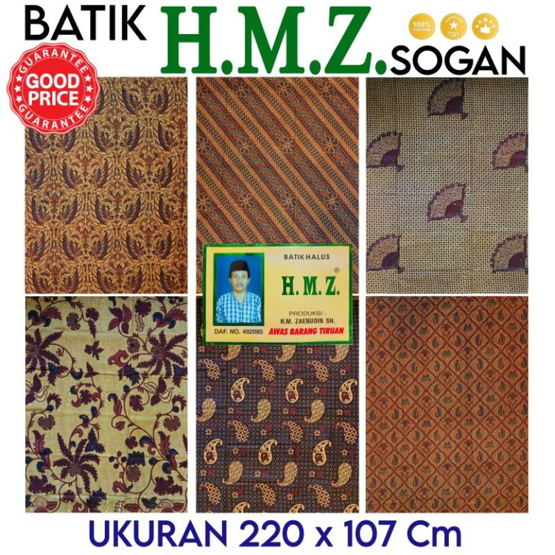 Kain Batik HMZ Batu Sogan Jarik Samping Sarung Wanita Pria Motif Murah Panjang Solo Pekalongan New