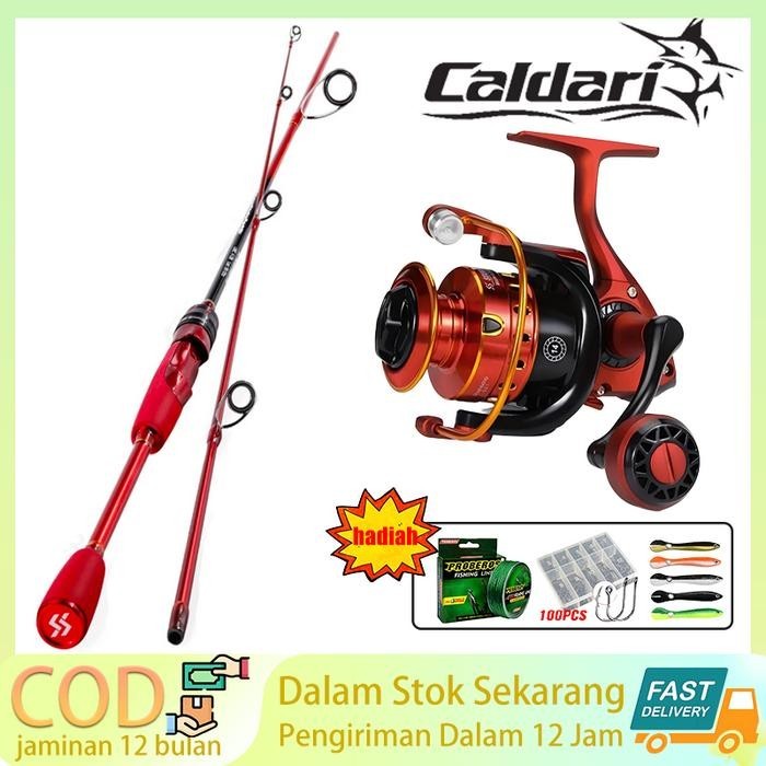 Caldari Set Pancing Lengkap | Joran Karbon Ultralight + Reel Spinning | 100M Senar + Umpan Combo - S