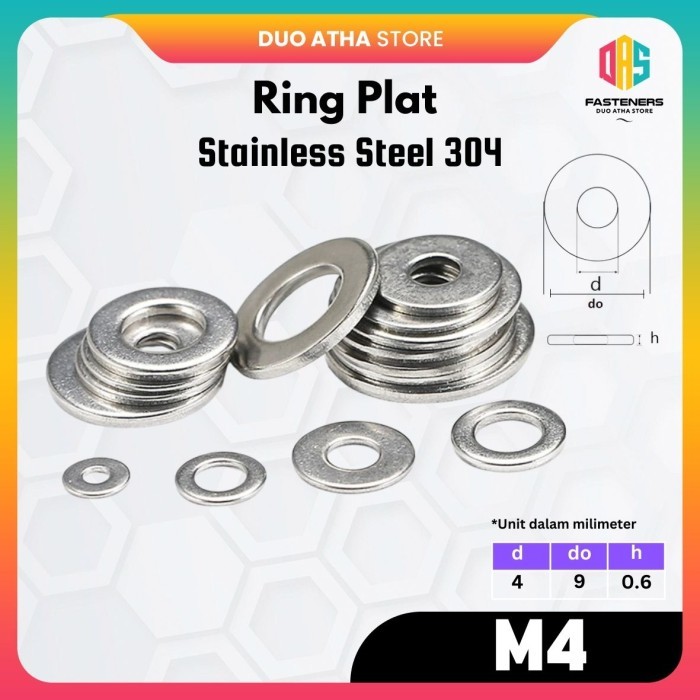 Ring Plat M4 Stainless Steel / Washer Flat M4 SS304