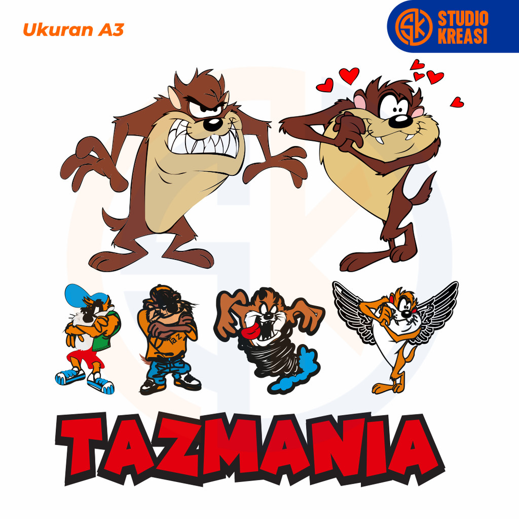 Sablon Setrika Sablon DTF Satuan A3 Tazmania - SIAP PRESS