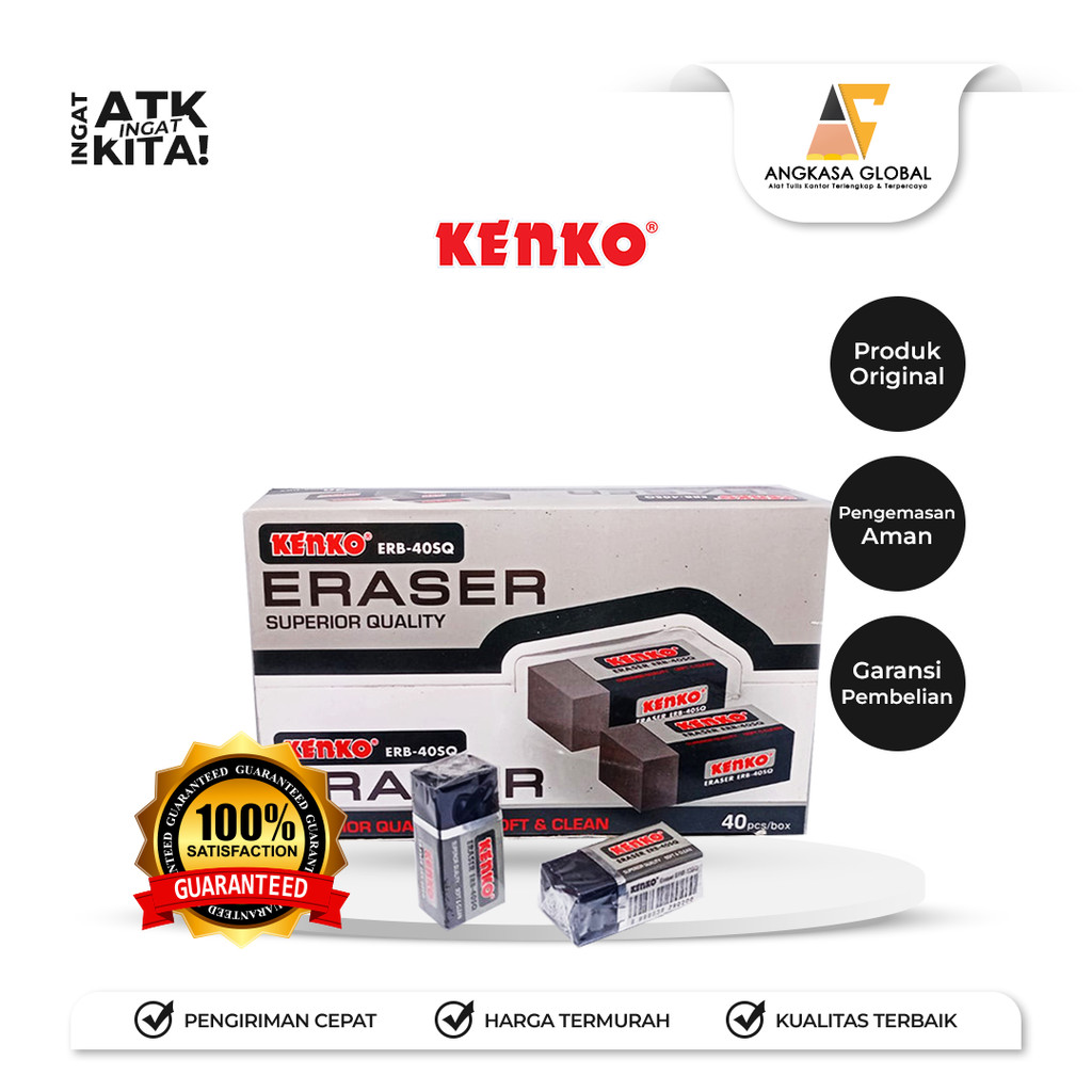 

KENKO PENGHAPUS HITAM/ ERASER ERB-40SQ (1PACK/ 40PCS)