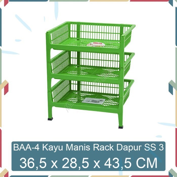 HOMTON Lion Star Basic Home BAA-4 Kayu Manis Rack Dapur SS 3 Rak Susun LionStar Plastik Berkualitas 