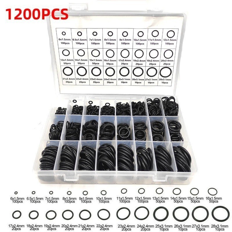 1200PCS Sil O Ring Karet Seal O ring PCP Sil Oring Karet Seal Oring 1 Set Sil Oring Box Hidrolik