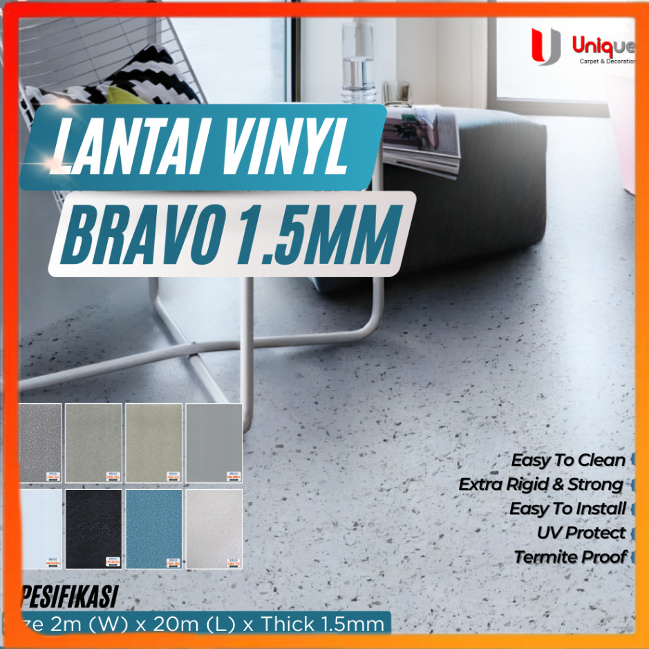 DISKON SPECIAL Karpet Vinyl Roll Bravo Motif Semen / Motif Pasir Tebal 1,5mm