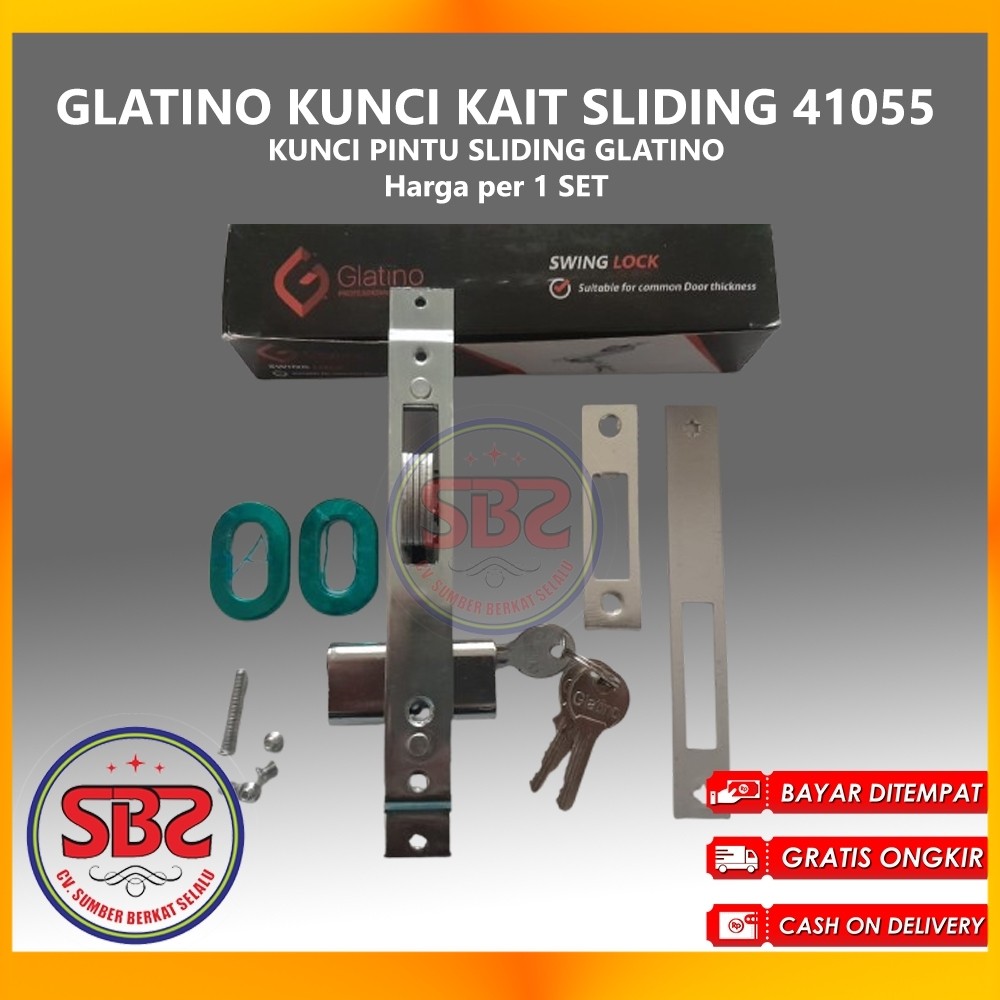 GLATINO Kunci Pintu Sliding KAIT Glatino 41055 / Kunci Pintu Almunium Sliding / Kunci Kait Pintu