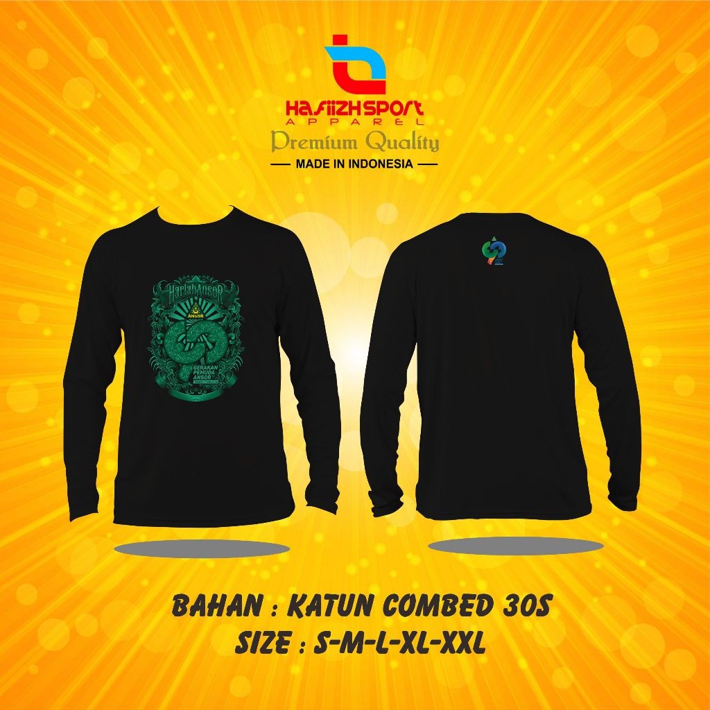 KAOS BAJU HARLAH PEMUDA ANSOR LENGAN PANJANG DAN PENDEK BAHAN PREMIUM