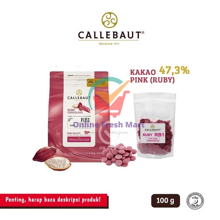 

Callebaut Ruby Couverture 47,3% (100gr) KHUSUS GOSEND & JNE YES - Online Fresh Mart Denpasar