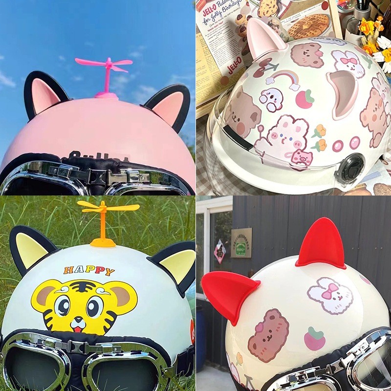 Helm Dekorasi Telinga Kucing / Ornamen Helm Telinga Kucing / Hiasan Telinga Kucing Motor /Tahan air 