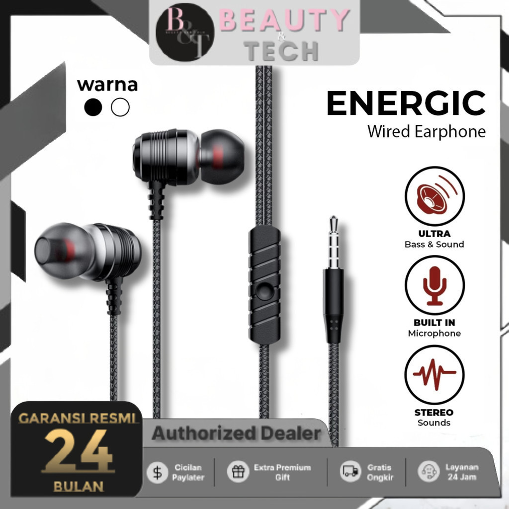 INBOX ENERGIC Wired Earphone Headset Handsfree Earpods Mega Bass