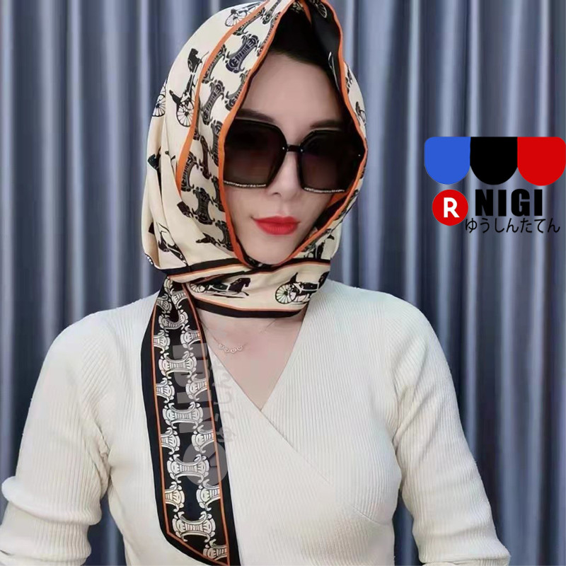 NIGI Hijab Voal Segi/Empat Motip Lasercut/Turban Instan Dewasa/Jilbab Motif Bunga/Satin Head Scarf/S