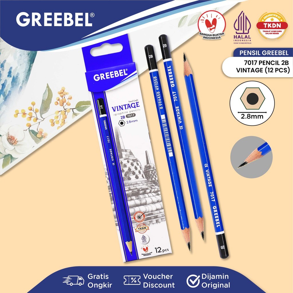 

Pencil Tulis / Pensil 2B 7017 Vintage (12PCS/SET) / Graphite Pensil Ujian Alat Tulis Sekolah