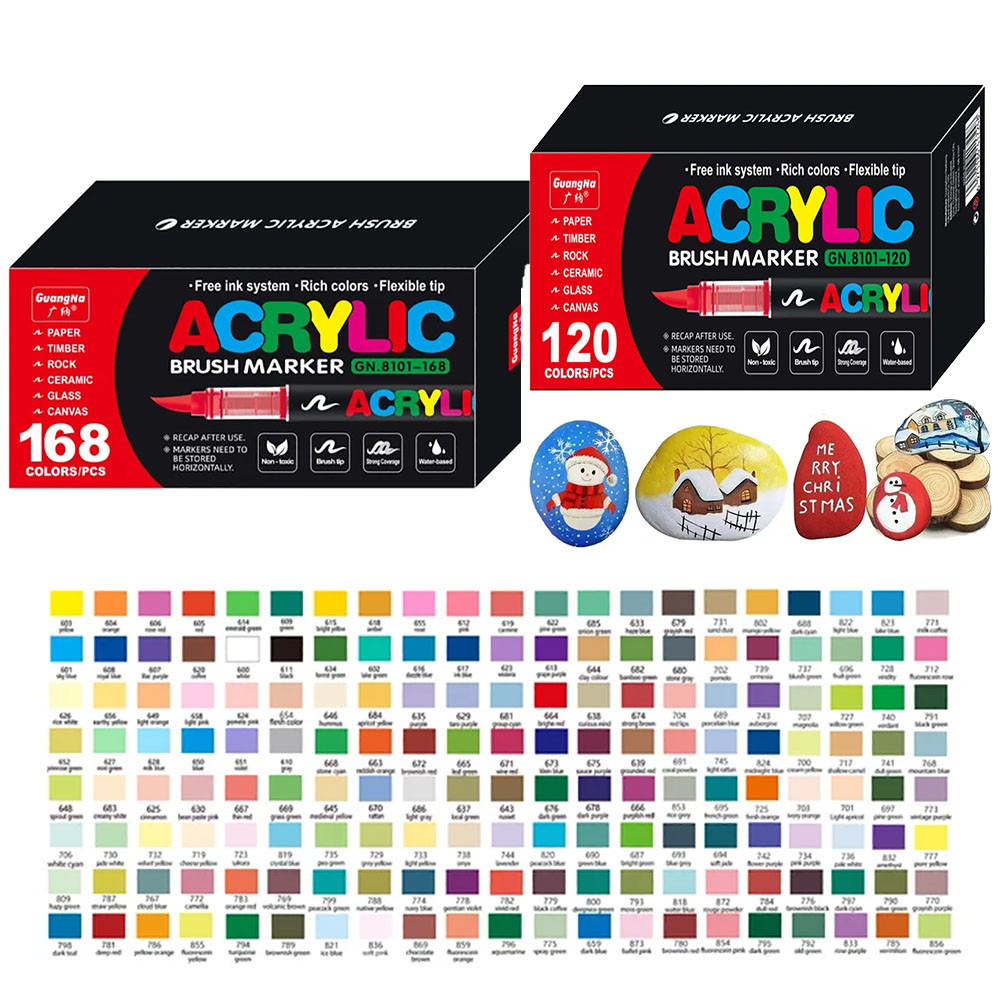 

120 168 Colors Set Acrylic Paint Pens pencil Brush Markers Pen No pressing proffesional Rock Painting Stone Art Supplies Drawing