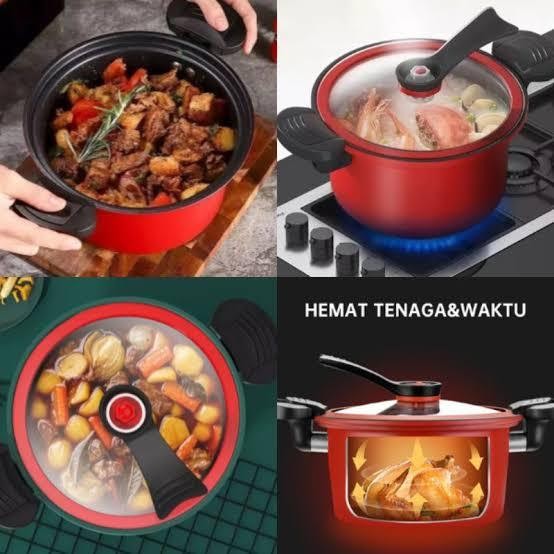 Panci Presto + Saringan Kukus 3.5 Liter / Panci masak Daging Rebus Serbaguna / Anti Lengket Cooker