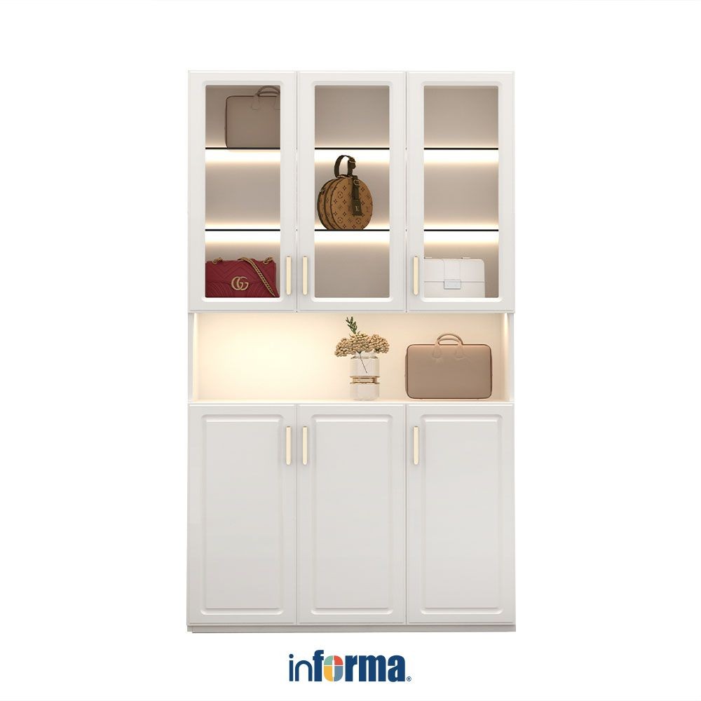 Informa Igniz Kabinet Sepatu & Tas Dengan 3 Pintu Kaca - Putih Display Cabinet Kabinet Koleksi Pajan