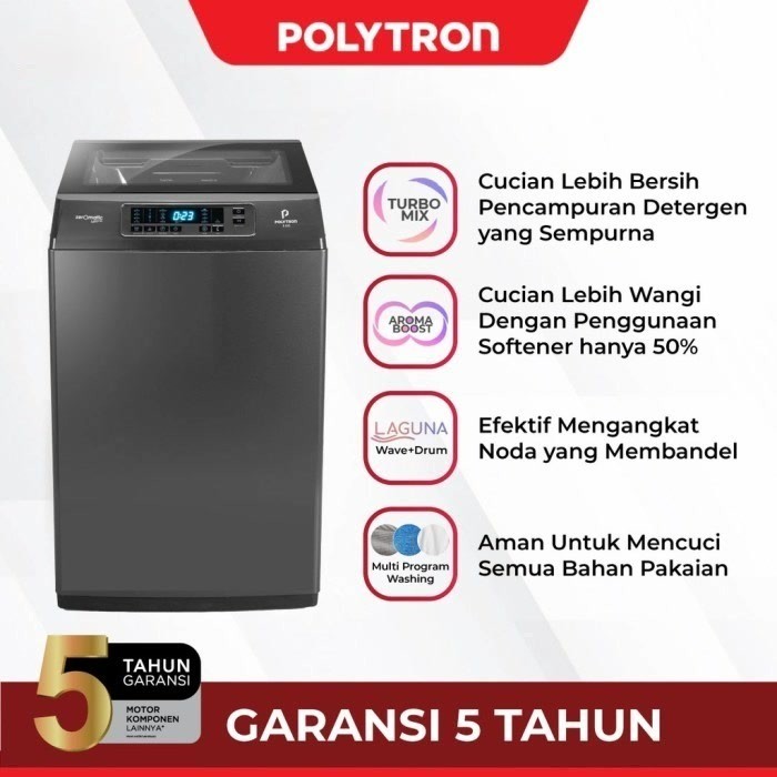Mesin Cuci Polytron PAW 8028Y / PAW8028Y Mesin Cuci Top Loading 8Kg