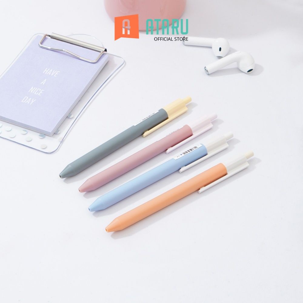 

Ataru Set 4 Pcs Pulpen Hitam Retractable - Pastel Pena Ballpoint Pen Bolpoin Alat Tulis Lucu