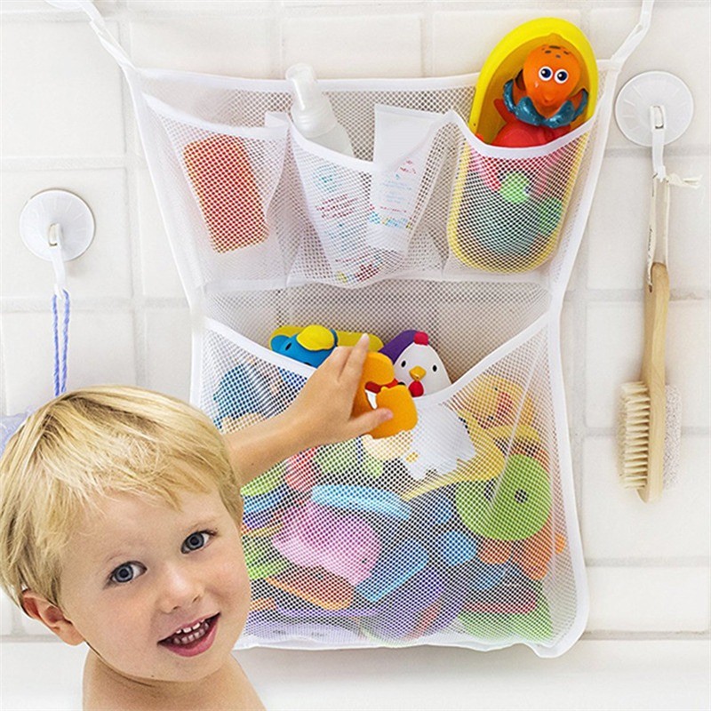 

Baby Bathroom Mesh Bag for Children Bath Toy Net Suction Cup Baskets Kids Bathtub Doll Organizer Storage