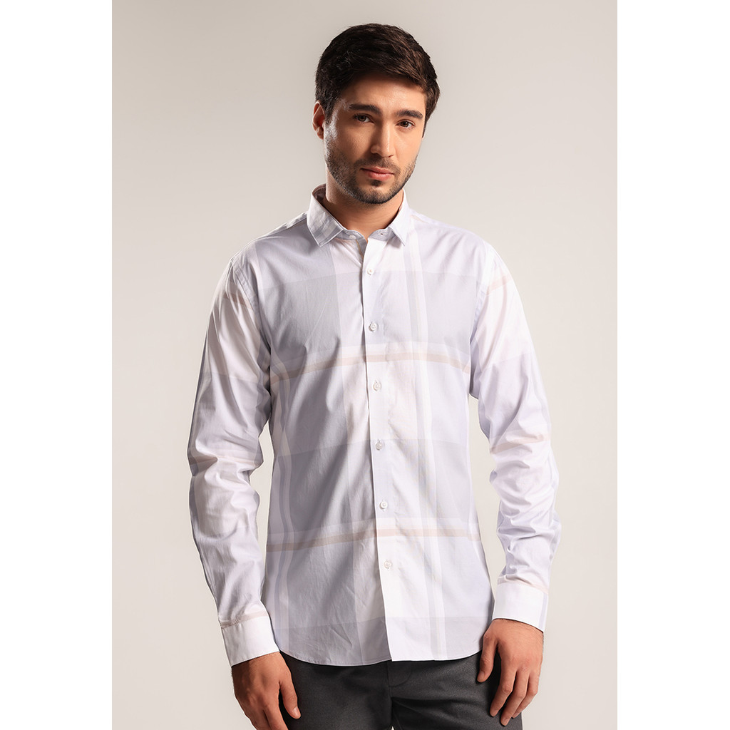 MOC - Kemeja Kotak-kotak Pria Lengan Panjang Brigham - Grey
