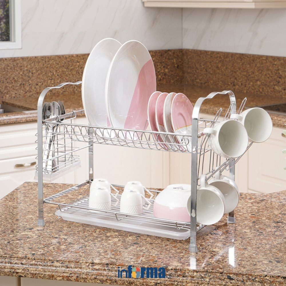 Informa Starlight Rak Piring 2 Tingkat Dish Rack Tempat Peralatan Makan Perlengkapan Dapur Rak Penge