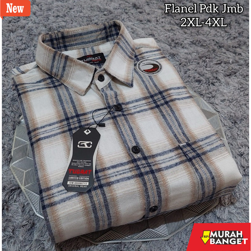 kemeja kotak kotak cowok kemeja flanel lengan pendek jumbo pria XXL-XXXL-XXXXL flanel big size over 