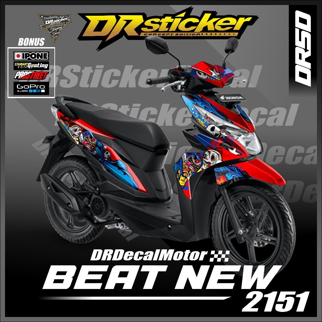 Baru/ (Cod) Decal Variasi Beat tahun 2017 2018 2019// Stiker Motor Beat Fi,esp,street Doraemon Zombi