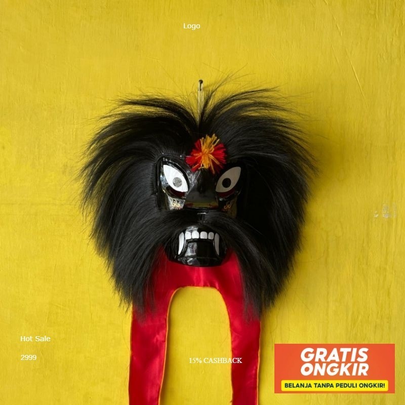 [TERMURAH] Topeng Ganongan Anak Hitam Seram Asli Ponorogo