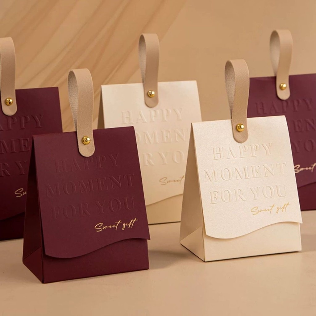 

10pcs Creative Leather Portable Gift Box High-end Portable Wedding Candy Paper Box Party Packaging Supplies Paper Box